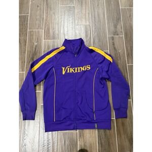 NFL Team Apparel Minnesota Vikings Purple Zip Up Jacket Logo Size L